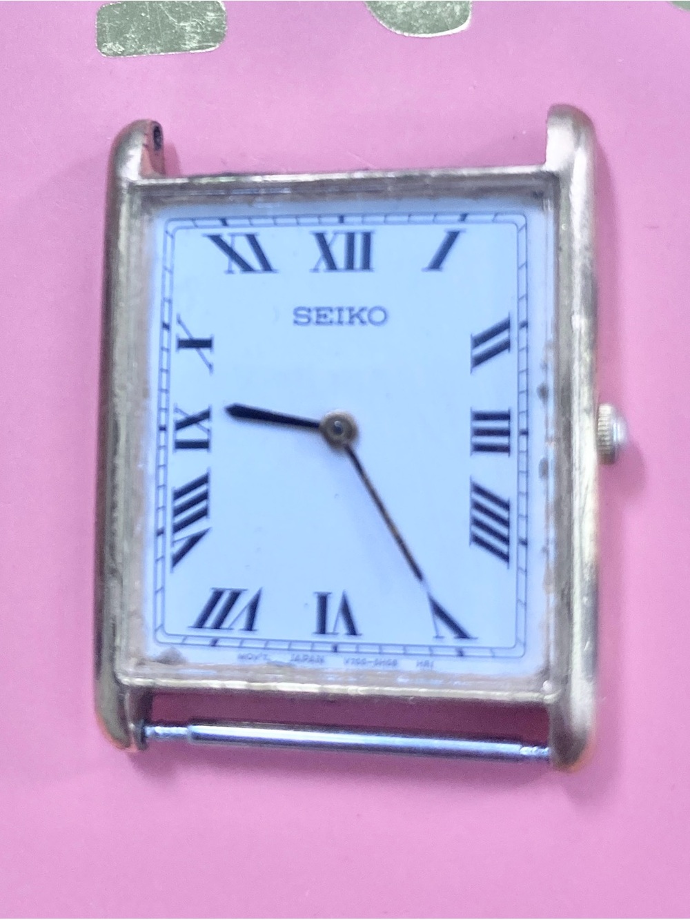 1977 Seiko Gold-Tone Square Watch Case with White Dial